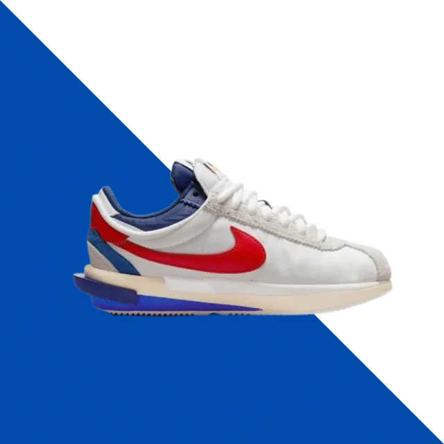 NIKE 耐吉】聯名限定鞋Sacai x Nike Zoom Cortez SP 阿甘鞋白紅藍男女