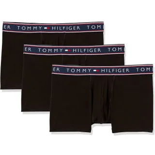 【Tommy Hilfiger】男生短版貼身內褲組 棉質彈力平口四角內褲 3件黑色盒裝 拳擊手褲型(短版貼身)