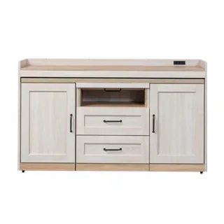 【H&D 東稻家居】BaroQue韓風收納王淺木紋餐櫃150cm(餐櫃 收納櫃)