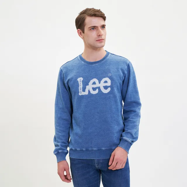 【Lee】男裝 長袖厚T / INDIGO 大LOGO印花 牛仔藍 標準版型(LL220039BHR)