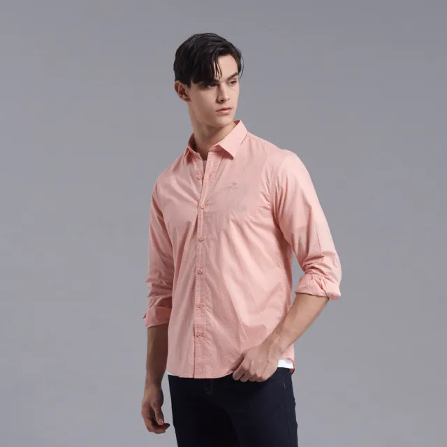 【JOHN HENRY】三角形滿版長袖襯衫-粉色