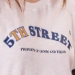 【5th STREET】女美式拉克蘭袖短T-白色