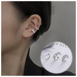 【HaNA 梨花】設計感疊戴今年最火．星芒錯落耳骨夾三件套(耳骨夾 耳環 耳扣)