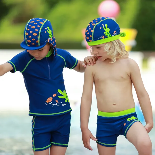 【Playshoes】嬰兒童抗UV防曬頭巾泳帽-鱷魚(抗紫外線快乾)