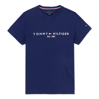 【Tommy Hilfiger】TOMMY  經典刺繡1985文字Logo圖案短袖T恤-深藍色 上衣(平輸品/短T)