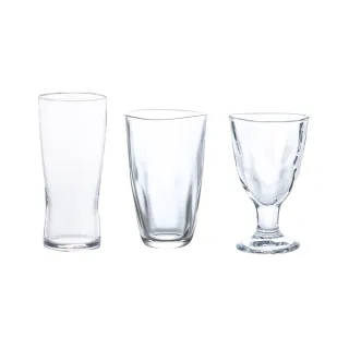 【ADERIA】日本製玻璃透明水杯 強化玻璃杯 任選3款 3入組(玻璃杯 水杯 透明杯)