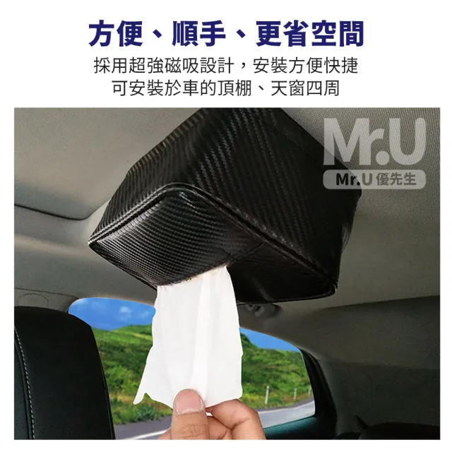 【Mr.U 優先生】吸頂面紙盒 強力磁吸面紙盒 車用面紙盒(衛生紙收納 汽車收納 車用面紙)