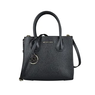 【Michael Kors】經典MERCER全皮手提斜背兩用包(中/黑)