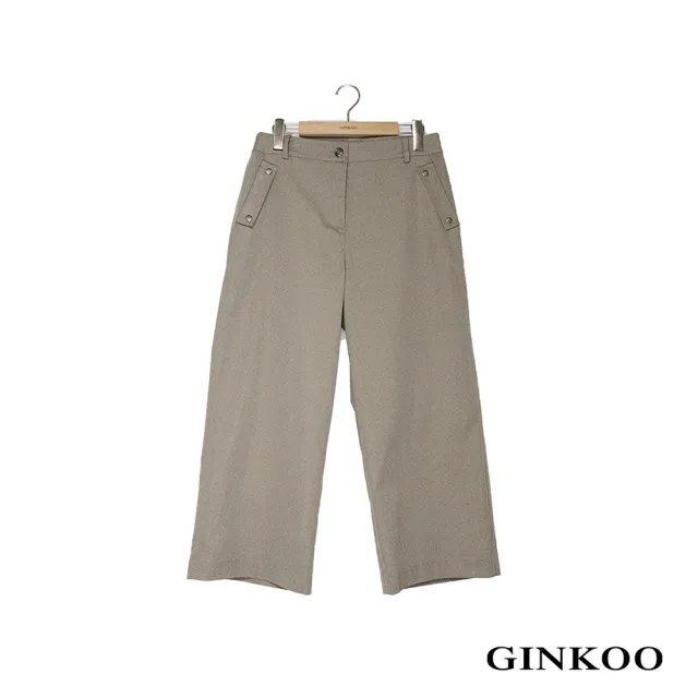 【GINKOO 俊克】壓釦裝飾長褲
