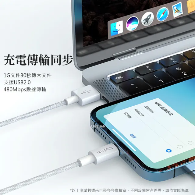 【Mcdodo 麥多多】iPhone/Lightning充電線傳輸線快充線編織線 3A快充 元素 1.2M