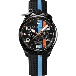 【BOMBERG】炸彈錶 Bolt-68 Racing 黑色XL復古賽車三眼計時手錶-45mm 新年禮物(BS45CHPBA.059-6.10)