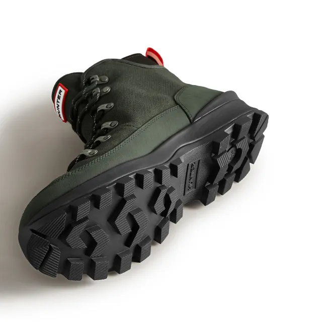 【HUNTER】男鞋-Commando帆布綁帶靴(軍綠色)