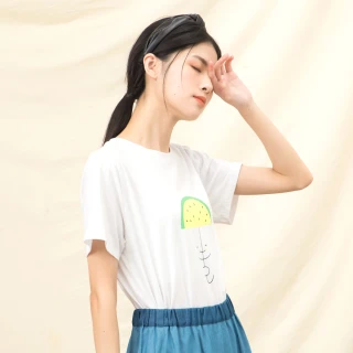 【betty’s 貝蒂思】西瓜雨傘印花長版T-shirt(白色)