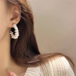 【MISS KOREA】韓國設計s925銀針不規則珍珠串C圈耳環(S925銀針耳環 珍珠耳環 C圈耳環)