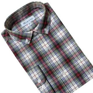 【MURANO】男格條紋長袖襯衫-綠米 M-2XL(台灣製、現貨、長袖、格紋)