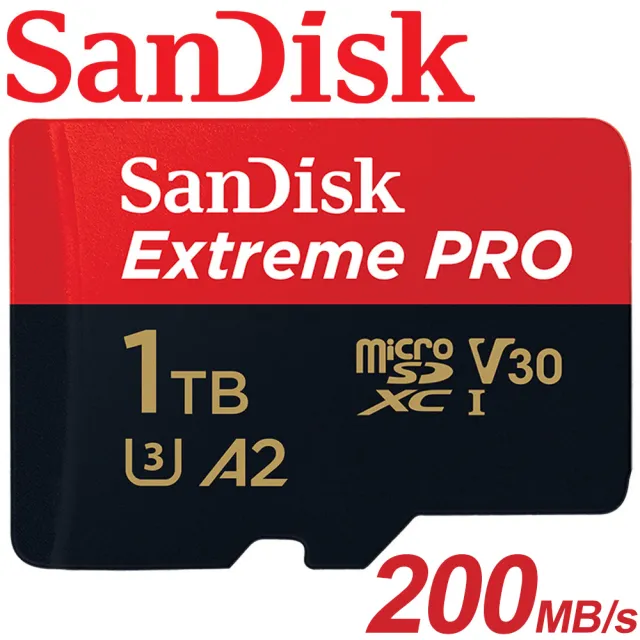 【SanDisk 晟碟】1TB 200MB/s Extreme Pro microSDXC U3 V30 A2 記憶卡(平輸 附轉卡)