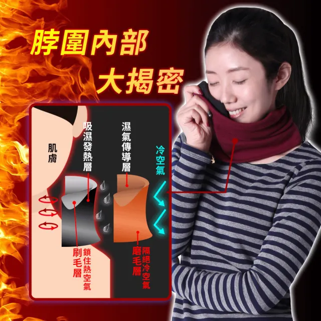 【5B2F 五餅二魚】現貨-吸濕發熱保溫脖圍-橫條款-MIT台灣製造(超強機能 有感保暖)
