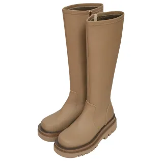 【Ann’S】就是比較瘦-霧面全真皮頂級牛皮輕量厚底及膝長靴5cm(杏)