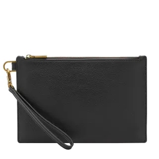 【FOSSIL 官方旗艦館】Wristlet 真皮手拿包-黑色 SLG1557001