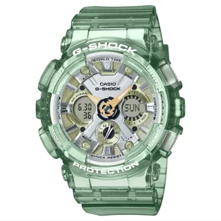【CASIO 卡西歐】G-SHOCK 金屬光澤半透明時尚雙顯錶-綠(GMA-S120GS-3A)