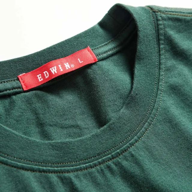 【EDWIN】男裝 網路獨家↘積木LOGO短袖T恤(墨綠色)