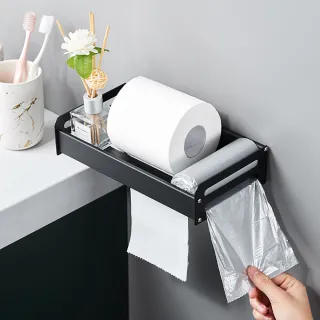 【EchoLife】北歐壁掛衛生紙架 浴室收納架 抽取架 多功能衛生紙置物架