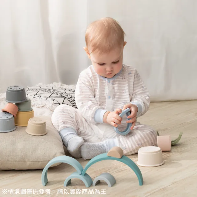 【奇哥】矽膠疊疊樂玩具8件組(彩虹)/沙灘玩具/洗澡玩具/啟蒙玩具/安全無毒