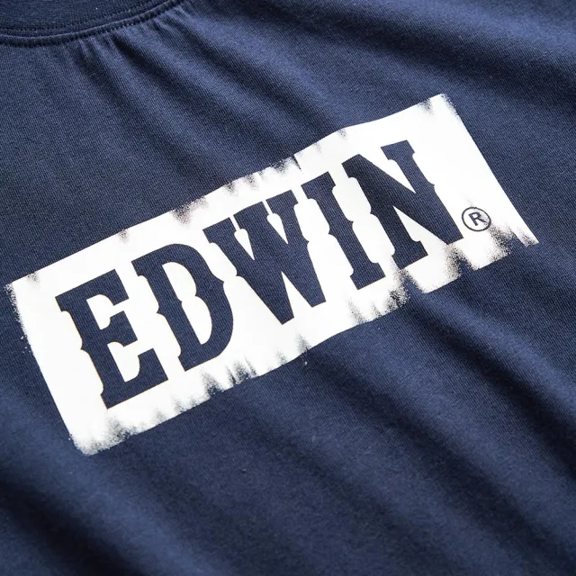 【EDWIN】男裝 網路獨家↘工業風格經典LOGO短袖T恤(丈青色)