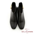 【CUMAR】復古方頭粗跟金屬釦短靴(黑色)