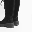 【KOKKO 集團】時尚綁帶拉鍊厚底絨皮長靴(黑色)