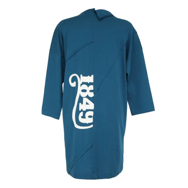 【ICHE 衣哲】Cop.Copine 法國原裝進口高磅棉數字印花長版外套-群青