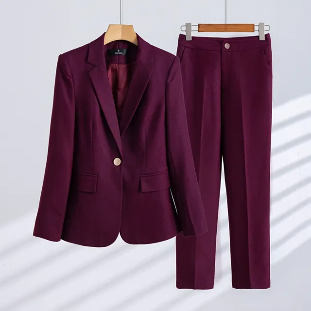 【米蘭精品】現貨+預購 西裝套裝兩件套(春秋外套純色長褲女職業西裝3色74ct26)