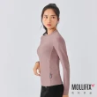 【Mollifix 瑪莉菲絲】V形對稱合身長袖訓練上衣、瑜珈上衣、瑜珈服(乾燥玫瑰)