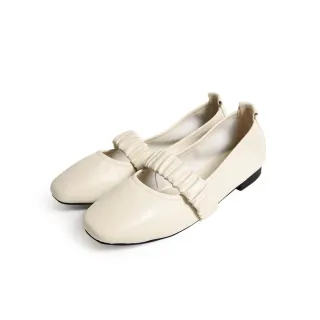 【KOKKO 集團】柔軟手感綿羊皮芭蕾舞風加州鞋(米白)