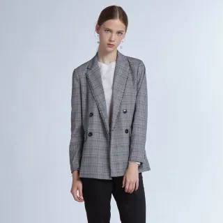 【G2000】時尚雙排釦設計格紋西裝外套-灰色(1821225596)