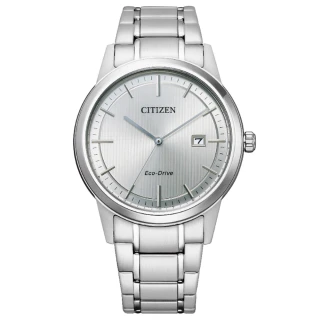 【CITIZEN 星辰】PAIR 光動能不鏽鋼簡約紳士腕表-銀面40mm(AW1231-66A 對錶 情侶錶)
