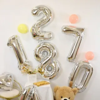 【阿米氣球派對】銀色32吋大數字氣球1個-數字任選(鋁箔氣球 數字氣球)