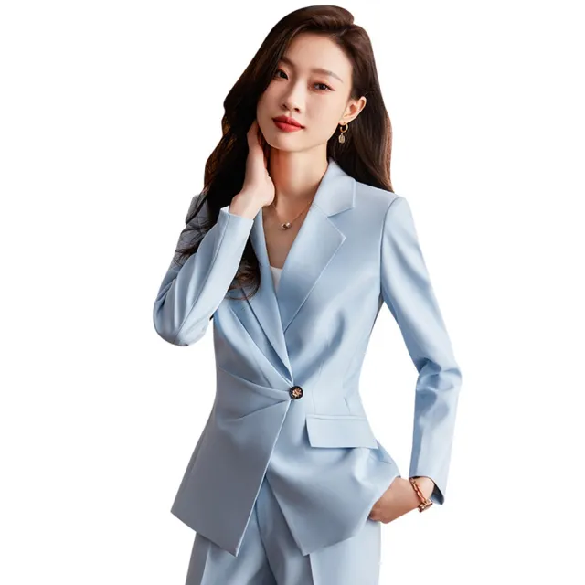 【米蘭精品】現貨+預購 西裝套裝兩件套(純色職業外套長褲女職業西裝3色74ct20)