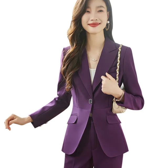 【米蘭精品】現貨+預購 西裝套裝兩件套(單扣外套長褲純色女職業西裝3色74ct27)
