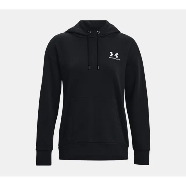 【UNDER ARMOUR】Essential Fleece 連帽長袖套頭衫 女 連帽上衣 黑(1373033-001)