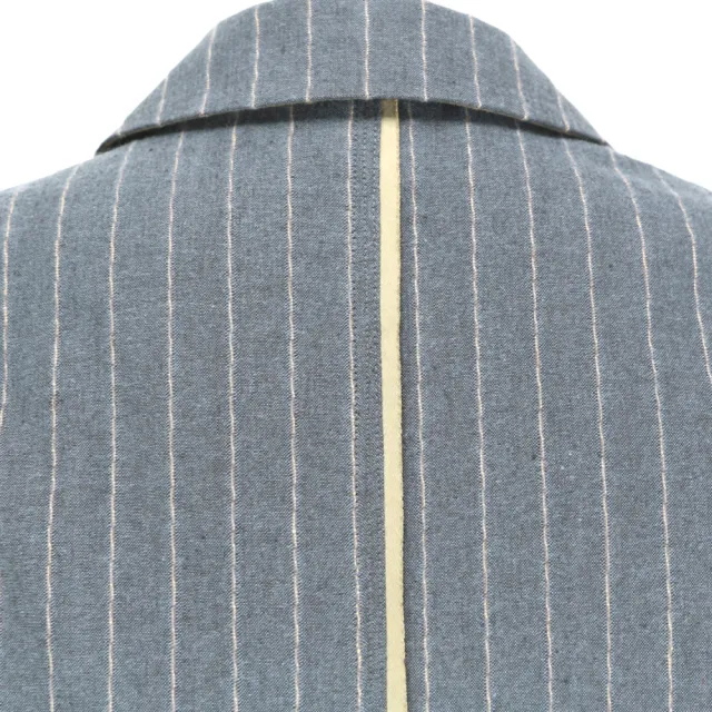 【ICHE 衣哲】Cop.Copine 法國原裝進口法式簡約直條紋挺版百搭西裝外套-藏藍