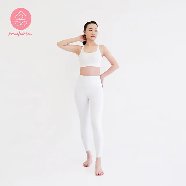 【Mukasa 慕卡莎】DURABLE 提臀美形瑜珈褲 - 簡潔白 - MUK-22931(瑜珈褲、運動褲、九分褲)