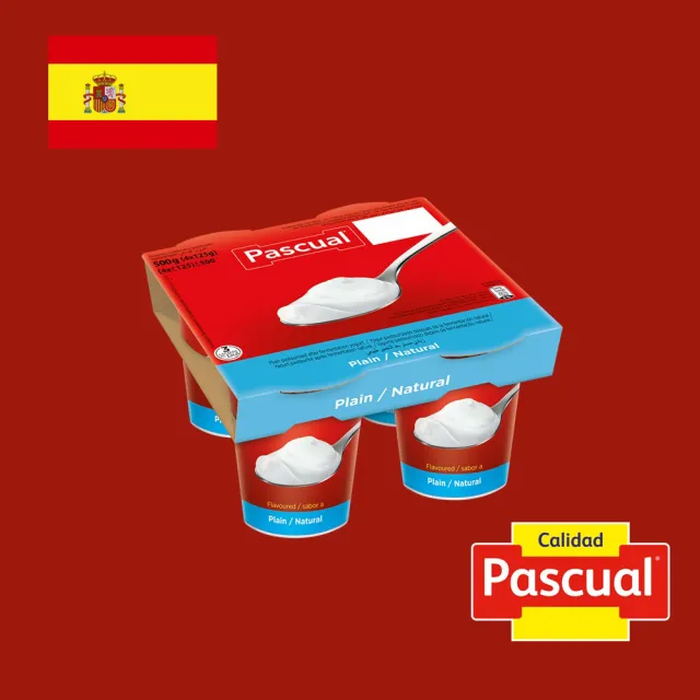 【PASCUAL 帕斯夸】西班牙水果優格_草莓果粒_125GX24杯(西班牙領導品牌)