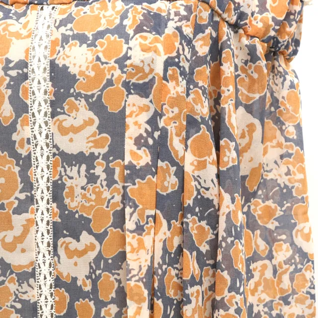 【ICHE 衣哲】Cop.Copine 法國原裝進口印花雪紡一字領細肩帶造型上衣