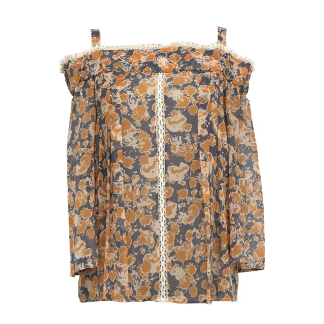 【ICHE 衣哲】Cop.Copine 法國原裝進口印花雪紡一字領細肩帶造型上衣