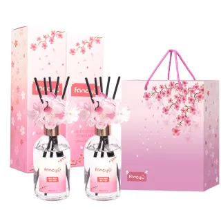 【FANCY U】櫻花限定擴香瓶 200ml 2入組+禮品提袋 1入組(交換禮物 禮品 禮物 擴香禮盒)