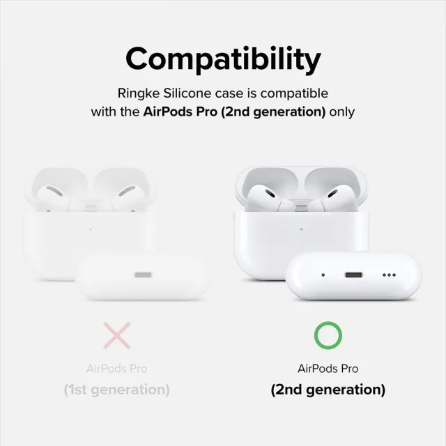 【Ringke】Apple AirPods Pro 2 Silicone 矽膠防摔保護殼(Rearth 附扣環／登山扣)