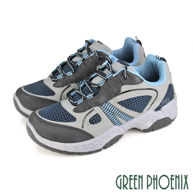 【GREEN PHOENIX 波兒德】★男款台灣製綁帶休閒運動鞋(藍色、黑色)
