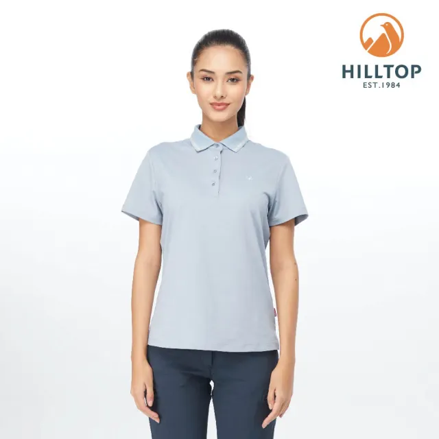 【Hilltop 山頂鳥】Jungle Jacquard Polygiene 女款抗菌吸濕快乾抗UV POLO衫 PS14XFI0 淺藍