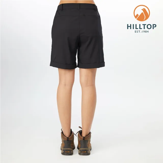 【Hilltop 山頂鳥】Advanture Outdoor Shorts 女款戶外休閒吸濕快乾彈性短褲 PS09XF72 黑